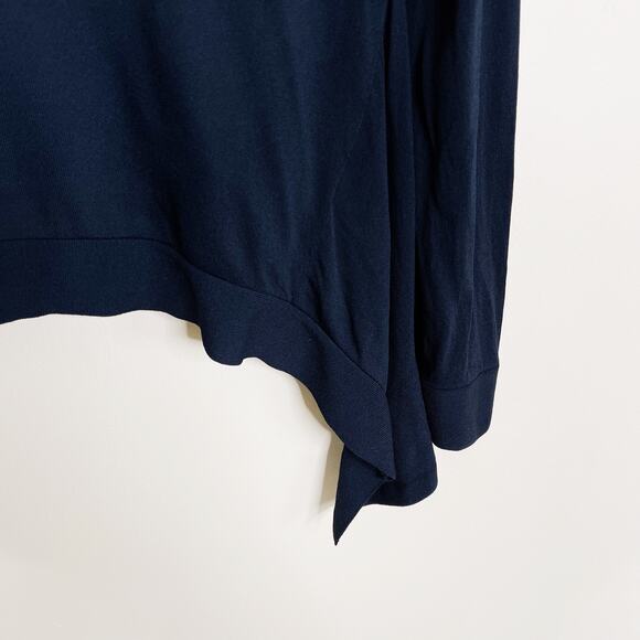 Club Monaco Pleated Asymmetrical Knit Top Navy Blue Womens Medium M Viscose - Picture 6 of 9